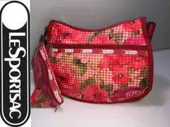 新品レスポートサッククラシックホーボーレッドガーデンギンガム ショルダーバッグ