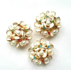 《再販×6》カラーフラワーパールドームの帯留め