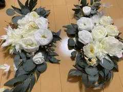 造花 スワッグ 2点セット ホワイト＆ユーカリ