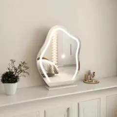 訳あり品 MR05-45-② 写真をご確認 LED照明付き不規則形状卓上ミラー 