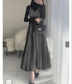 GRLラメツイードフレアキャミワンピース[sm204]