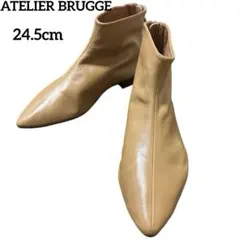 【新品未使用】ATELIER BRUGGE ショートブーツ レザー キャメルのサムネイル