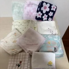 中古花柄ハンカチ11枚セットウエス用