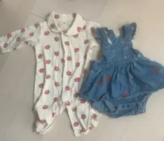 ロンパース セット　いちご　デニム　70サイズ