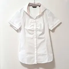 【m.f.editorial】レディース 半袖ギャザーシャツ 白 Sサイズのサムネイル