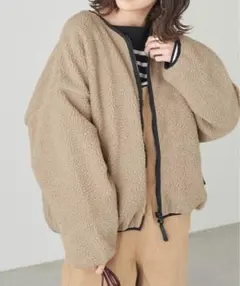 2wayノーカラービッグシルエットリバーシブルボアフリースジャケット