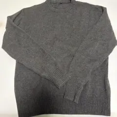 カーキリブ編み ニットセーター Lサイズ　wool100％