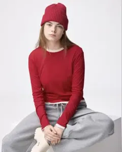 GU ソフトシアークルーネックT