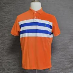【超美品】ラルフローレン カスタムフィット ポロシャツ L オレンジ ボーダー