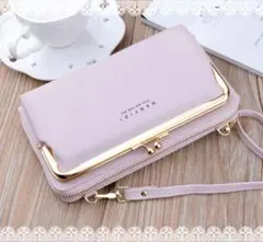 財布 ショルダーバッグ スマホ ピンク ポシェット がま口 ポーチ 長財