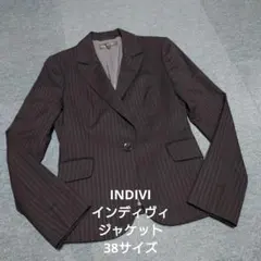 INDIVI インディヴィ ジャケット 濃紺×ストライプ 38サイズ