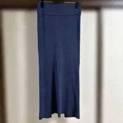 【ZARA 】レディースリブ編み　ダークブルー タイトスカート　サイズM