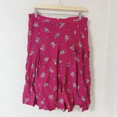 早い者勝ち★花柄 ピンク フレア スカート ひざ丈 フラワー 春 カジュアル