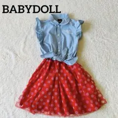 ベビードール⭐︎ディズニー⭐︎ミニーちゃん⭐︎シャツドッキングワンピース120cm