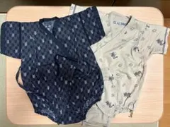 COMME CA ISM コムサイズム 甚平 黒 ベージュ龍柄２枚組70cm