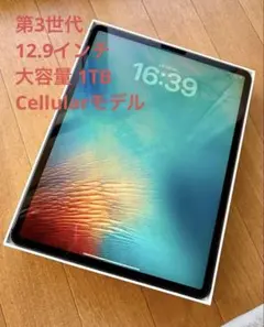 iPad Pro 12.9インチ セルラー 1TB 第3世代 スペースグレー