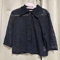 黒いレース半袖シャツのサムネイル
