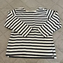 petit main 長袖カットソー 白黒ストライプ