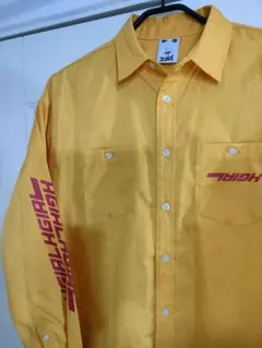 新品並✦希少X-girlエックスガール　ロゴ刺繍ワークシャツSマスタードイエロー