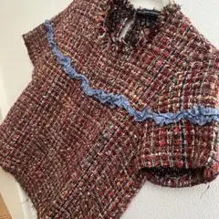 ZARA WOMAN ツイード半袖トップス
