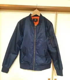 美品ネイビー MA-1 フライトジャケット　オレンジ　Lサイズ