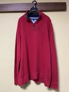 【ハーフジップ】トミーヒルフィガー XLサイズ 刺繍ロゴ スウェットトレーナー