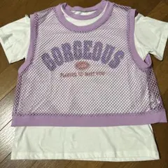 しまむら　メッシュタンク付きTシャツ　150