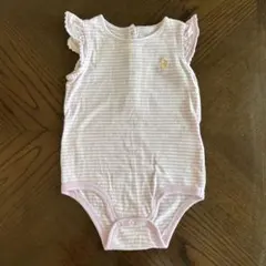 Ralph Lauren ロンパース 薄紫と白のストライプ フリル付きロンパース