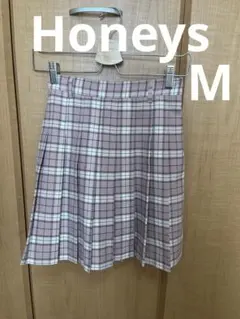 Honeys ミニプリーツスカート　ピンクチェック　M