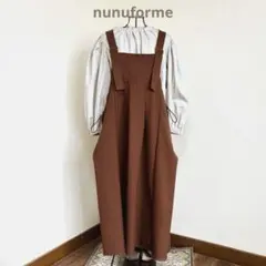 【極美品✨】 nunuforme／ドローストリング ジャンパースカート 茶のサムネイル