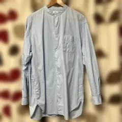 coen バンドカラーシャツ ライトブルー XL ロング丈