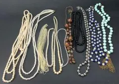 昭和レトロ　ビーズ、パール系ネックレス　まとめて