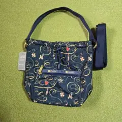 Le Sportsac　新品 ネイビーチャーム柄バケツ型ショルダーバッグ