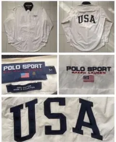 美品 90s POLO SPORT ポロスポーツ アーチロゴ 長袖 シャツ XL