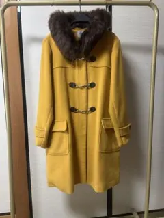 マスタードイエローファー付きロングコート 4L