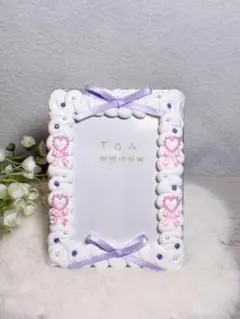 トレカケース ホイップデコ B8 硬質カードケース 紫 白 ピンクリボンハート