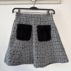 ファーポケット ミニスカート チェック