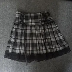 【ROMWE】黒チェックレーススカートのサムネイル
