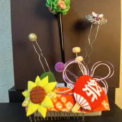 3連休限定値下げつまみ細工花モチーフの布製かんざし ハンドメイド