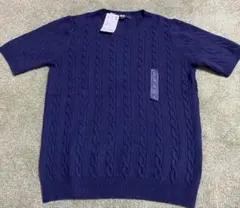 【新品未使用】ユニクロ　ケーブルクルーネックセーター半袖ニット L