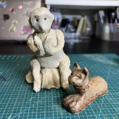 希少】ウェッジウッド ジョン・スキーピング 親子猿 フィギュリン 置物