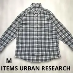 ITEMS URBAN RESEARCH グレー系チェック柄長袖シャツ M