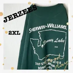 人気90s古着JERZEESジャージーズビッグバックプリントスウェットゆるダボ緑