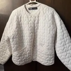 ZARA ホワイト キルティングジャケット M