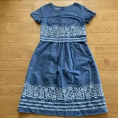 ローラアシュレイ　ワンピース　Aライン セットアップ風　刺繍　花柄　S デニム