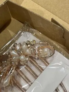 1パールラインストーン かんざし　簪　花　着物　ゴールド　結婚式　留袖