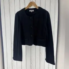 KUMIKYOKU PURETE ノーカラージャケット　組曲　紺色　TL