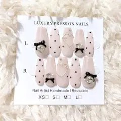 現品 ネイルチップ 韓国 ワンホン フレンチガーリー ドット スナ系 量産型