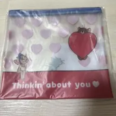 トムとジェリー ハート柄フラットポーチ