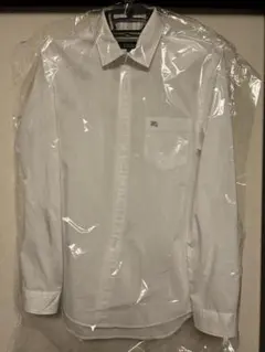 バーバリーブラックレーベル 長袖BDシャツ 刺繍ホースロゴ ノバチェック 白